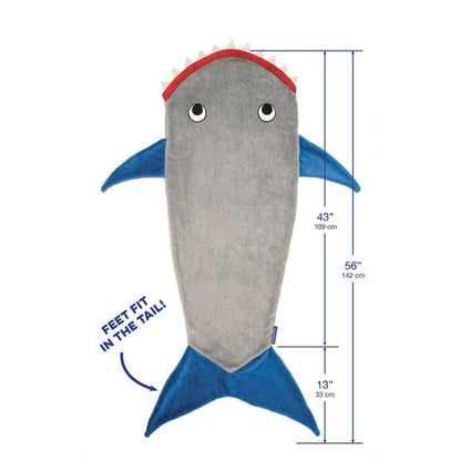 Winter Shark Mermaid Sleeping Blanket Sleeping Swaddle Soft Wool Children Sleeping Bag, Shark Sleeping Blanket