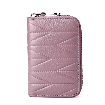 Multi-card Zipper Card Bit Card Small Purse Simple Organ Card Package, Peach Pollen, Wine Red, Navy Blue, Black, Light Purple, Sky Blue, Brown