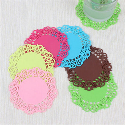 10 PCS Lace Flower Hot Coaster Silicone Cup Pad Slip Insulation Pad Cup Mat Pad Hot Drink Holder