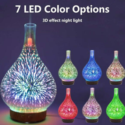 جهاز ترطيب الهواء STB-XB10 ثلاثي الأبعاد بإضاءة ليلية LED بسبعة ألوان، مع موزع للزيوت العطرية الأساسية، يعمل بمقبس الولايات المتحدة، ومقبس الاتحاد الأوروبي، ومقبس المملكة المتحدة، ومقبس أستراليا