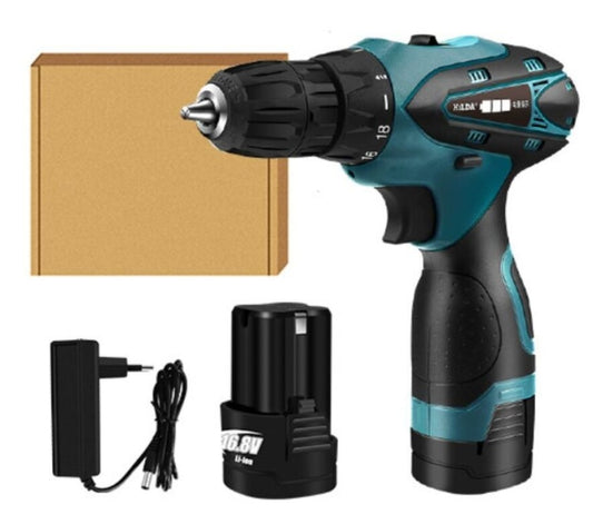 HILDA Electric Drill Cordless Screwdriver Lithium Battery Mini Drill Cordless Screwdriver Power Tools, EU Plug, 16.8V with Carton Box, 12V with Carton Box, 12V with Plastic Box, 16.8V with Plastic Box