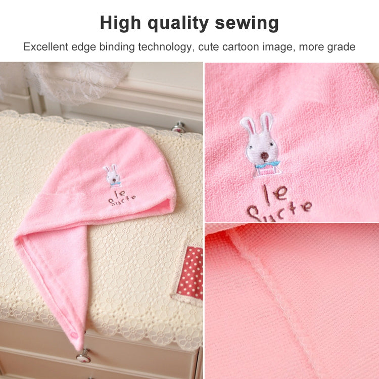 3 PCS Cute Cartoon Rabbit Thick Microfiber Absorbent Dry Hair Cap, Rabbit Thick Microfiber Dry Hair Cap(Pink), Rabbit Thick Microfiber Dry Hair Cap(Blue)