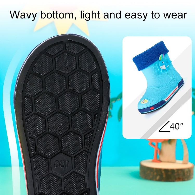 Children Non-Slip Plus Velvet Warm Cartoon Short Rain Boots, Inner Length 15cm With Cotton Cover, Inner Length 16cm With Cotton Cover, Inner Length 17cm With Cotton Cover, Inner Length 18cm With Cotton Cover, Inner Length 19cm With Cotton Cover��������...