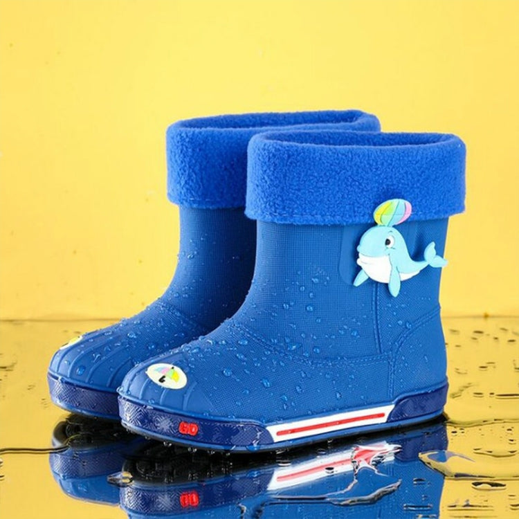 Children Non-Slip Plus Velvet Warm Cartoon Short Rain Boots, Inner Length 15cm With Cotton Cover, Inner Length 16cm With Cotton Cover, Inner Length 17cm With Cotton Cover, Inner Length 18cm With Cotton Cover, Inner Length 19cm With Cotton Cover��������...