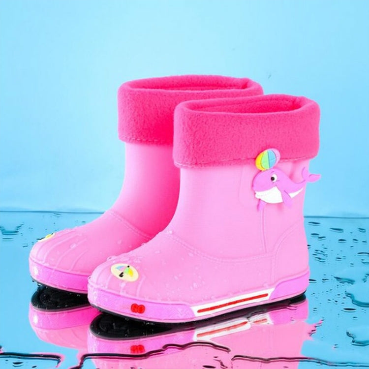 Children Non-Slip Plus Velvet Warm Cartoon Short Rain Boots, Inner Length 15cm With Cotton Cover, Inner Length 16cm With Cotton Cover, Inner Length 17cm With Cotton Cover, Inner Length 18cm With Cotton Cover, Inner Length 19cm With Cotton Cover��������...