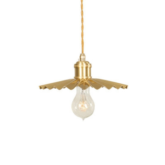 Vintage Nostalgic Brass Pleated Chandelier, with 5W White Light LED Pure Copper Single Head, with 5W Warm White Light LED Pure Copper Single Head, with 5W Three-Color Light LED Pure Copper Single Head, without Light Source Pure Copper Single Head