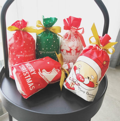 50pcs / Pack Christmas Gift Bag Candy Biscuit Drawstring Bundle Christmas Cookie Bag, Drawstring Bundle Cookie Bag