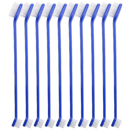 10pcs Dog Cat Effective Pets Oral Care Pet Toothbrush, Blue Handle + Medium Hair