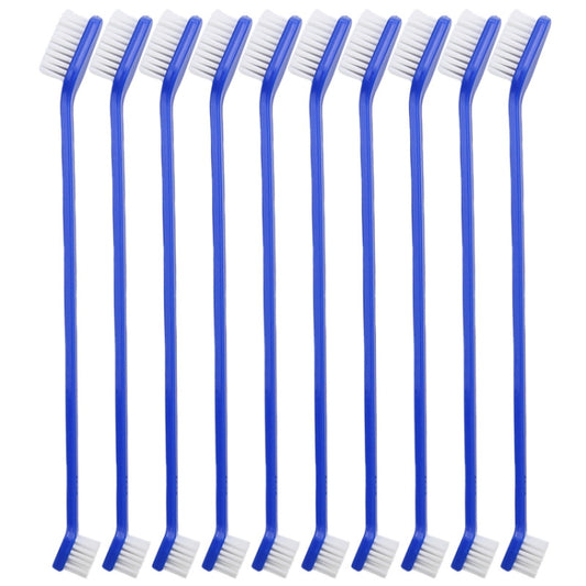 10pcs Dog Cat Effective Pets Oral Care Pet Toothbrush, Blue Handle + Medium Hair