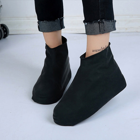 2 Pairs Waterproof Shoe Cover Raincoat Non-slip Reusable Silicone Insole Shoe Slip Rainshoes Cover, L