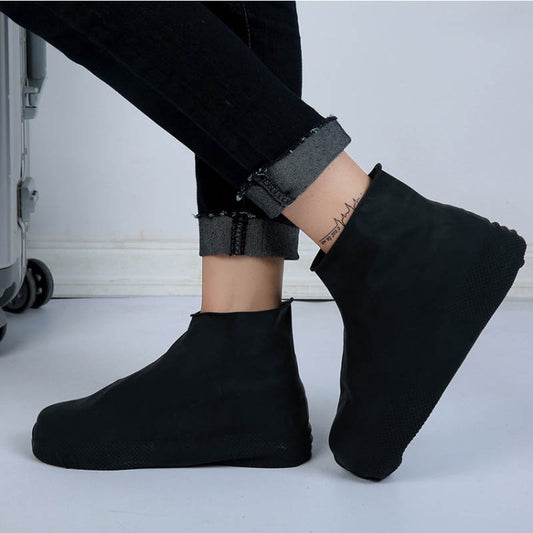 2 Pairs Waterproof Shoe Cover Raincoat Non-slip Reusable Silicone Insole Shoe Slip Rainshoes Cover, L