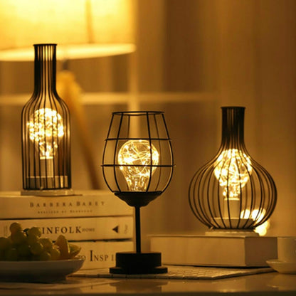 Retro Classic Iron Art LED Table Lamp Reading Lamp Night Light Bedroom Lamp Desk Lighting Home Decoration, Red Wine Glass, Red Wine Bottle, Wake up Bottle, Separate Jug, Red Ｗine Glass + Red Ｗine Bottle, Red Wine + Red Wine + Hangover