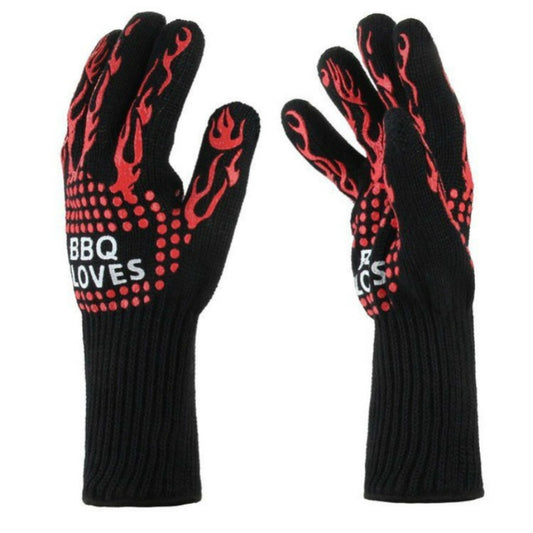 Heat-resistant High Temperature Fire Resistance Cooking Baking Barbecue Grill Gloves, Red BBQ, Red Torch