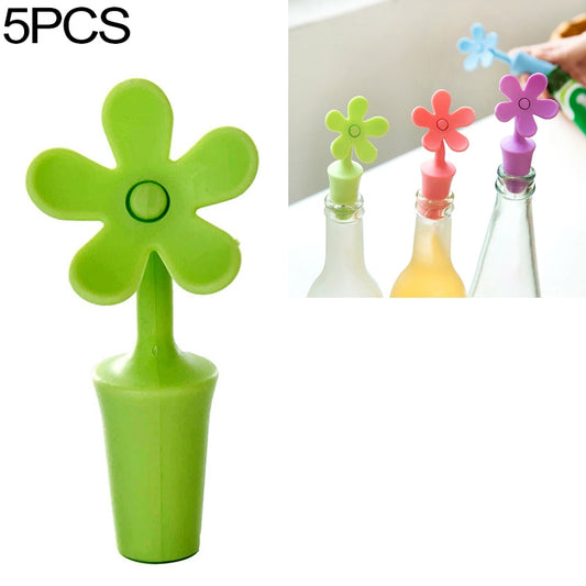 5 PCS Silicone Wine Stopper Flower Beer Stopper, 5 PCS Flower Shape(Green), 5 PCS Flower Shape(Purple), 5 PCS Flower Shape(Red), 5 PCS Flower Shape(Blue)
