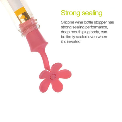 5 PCS Silicone Wine Stopper Flower Beer Stopper, 5 PCS Flower Shape(Green), 5 PCS Flower Shape(Purple), 5 PCS Flower Shape(Red), 5 PCS Flower Shape(Blue)