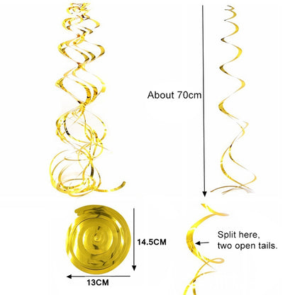 5 قطع زينة حلزونية من البولي فينيل كلوريد بطول 70 سم لعيد الميلاد ورياض الأطفال والفصول الدراسية وحفلات أعياد الميلاد وزخارف معلقة من الترتر