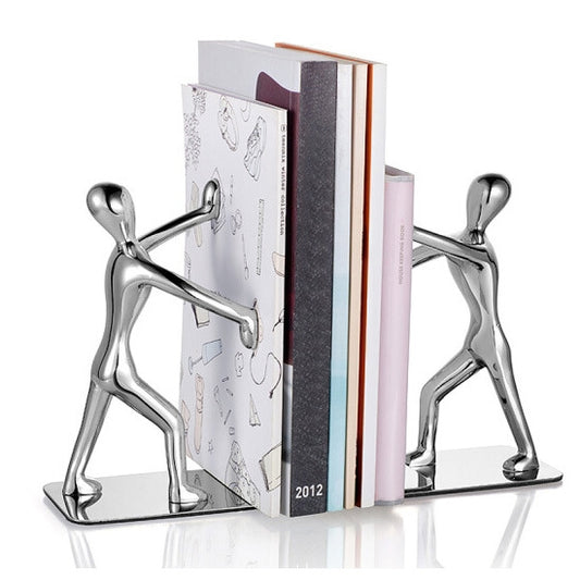 Pair Small Person Standing Decoration Creative Desk Bookshelf Metal Book Push Plate, Book Push Plate