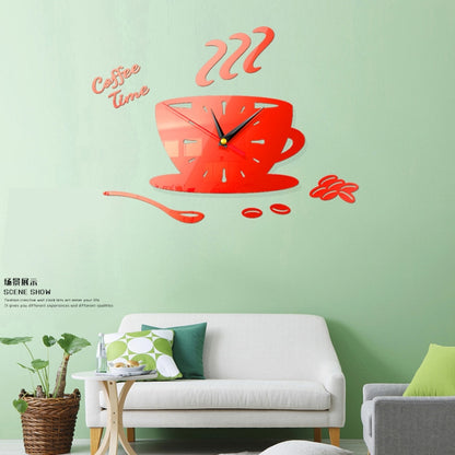 ساعة حائط عصرية مزخرفة ثلاثية الأبعاد DIY للمنزل مصنوعة من مادة الأكريليك ومرآة جدارية لتزيين القهوة