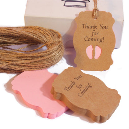 50pcs / Set Thank You For Coming Kraft Paper Baby Shower Birthday Party Lable