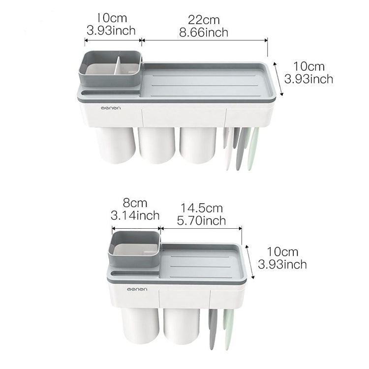 Free Punching Toothbrush Holder Set Bathroom Shelf, 3 Cups