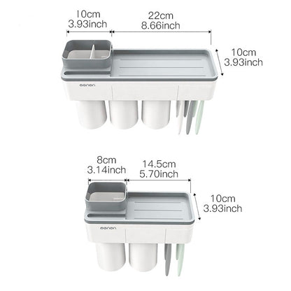 Free Punching Toothbrush Holder Set Bathroom Shelf, 3 Cups