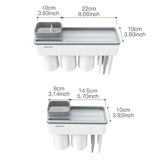 Free Punching Toothbrush Holder Set Bathroom Shelf, 3 Cups
