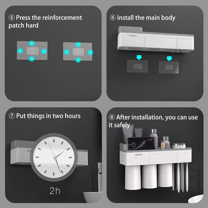 Free Punching Toothbrush Holder Set Bathroom Shelf, 3 Cups