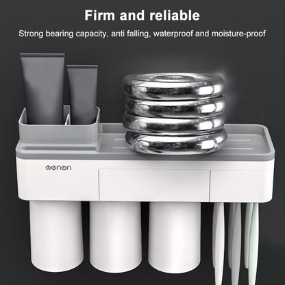 Free Punching Toothbrush Holder Set Bathroom Shelf, 3 Cups