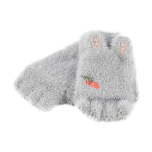 Children Half Finger Gloves Knitted Cold Warm Plus Velvet Fingerless Gloves