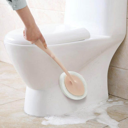 Bathroom Long Handle Cleaning Sponge Brush Floor Tile Decontamination Scouring Pad