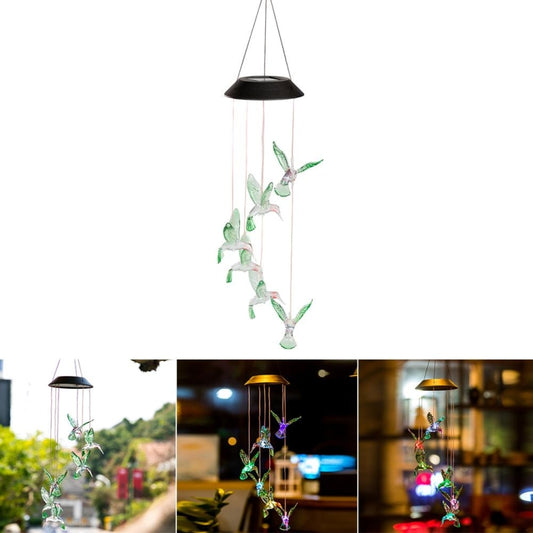 Creative Electronics Solar LED Hummingbird Wind Chime Light Seven Colors, Hummingbird