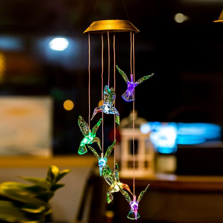 Creative Electronics Solar LED Hummingbird Wind Chime Light Seven Colors, Hummingbird