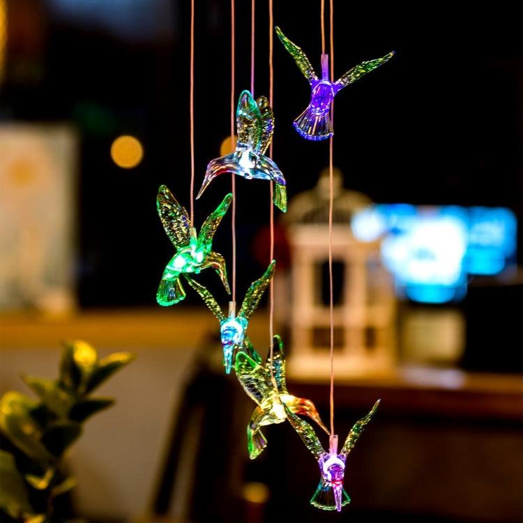 Creative Electronics Solar LED Hummingbird Wind Chime Light Seven Colors, Hummingbird
