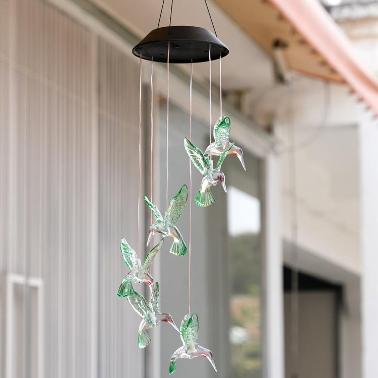 Creative Electronics Solar LED Hummingbird Wind Chime Light Seven Colors, Hummingbird
