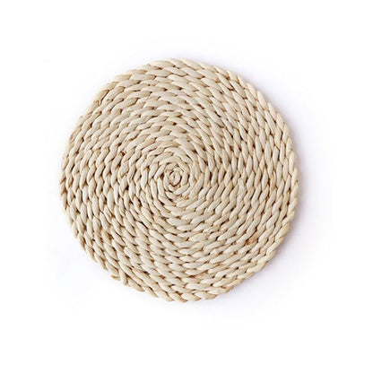2 PCS Non-slip Natural Corn Woven Thickening Insulated Tea Mat Table Heat-resistant Casserole Mat, Round Coaster 10cm, Round Placemat 22cm, Round Placemat 35cm