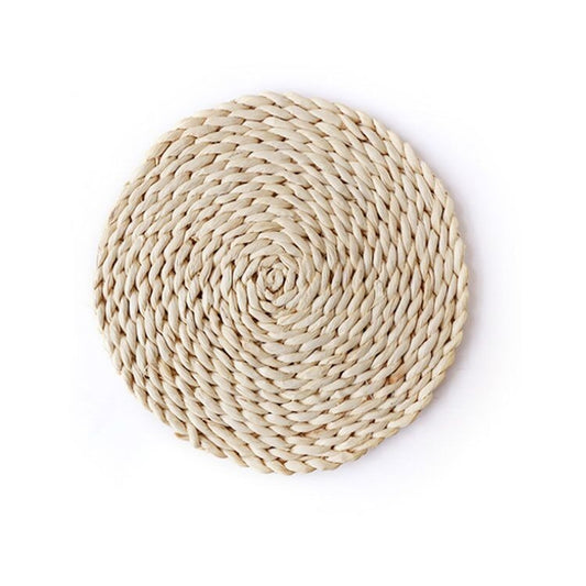 2 PCS Non-slip Natural Corn Woven Thickening Insulated Tea Mat Table Heat-resistant Casserole Mat, Round Coaster 10cm, Round Placemat 22cm, Round Placemat 35cm