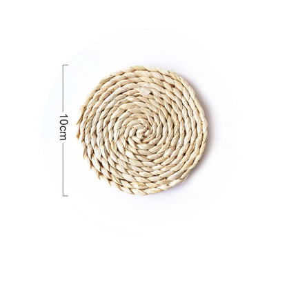 2 PCS Non-slip Natural Corn Woven Thickening Insulated Tea Mat Table Heat-resistant Casserole Mat, Round Coaster 10cm, Round Placemat 22cm, Round Placemat 35cm
