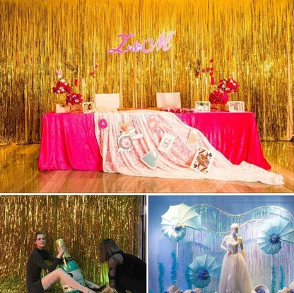 ستارة من رقائق معدنية لامعة من ليزر رين لتزيين حفلات أعياد الميلاد، جدار مزين بالشرابات، 1×1 متر، 1×2.5 متر، 1×2 متر، 1×3 متر