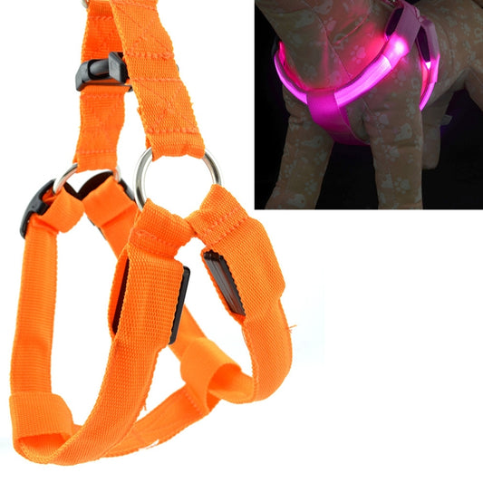 Double Sided LED Light Pet Harness Nylon Cat Dog Chest Strap Leash, XS, S, M, L, XL