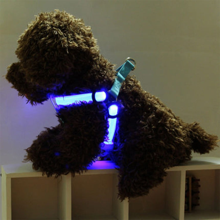 Double Sided LED Light Pet Harness Nylon Cat Dog Chest Strap Leash, XS, S, M, L, XL