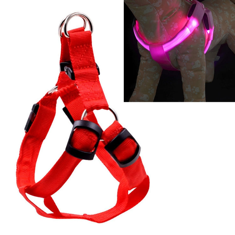 Double Sided LED Light Pet Harness Nylon Cat Dog Chest Strap Leash, XS, S, M, L, XL