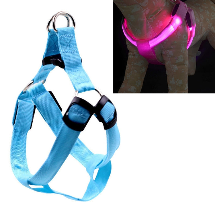 Double Sided LED Light Pet Harness Nylon Cat Dog Chest Strap Leash, XS, S, M, L, XL