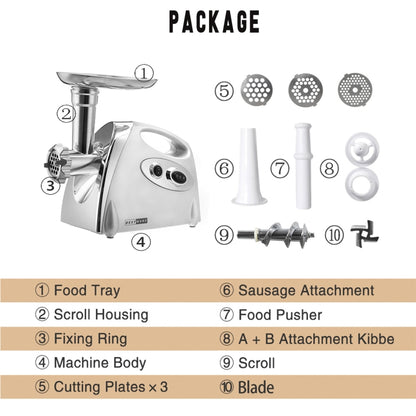 MGB -120A 250W Household Electric Multi-function Stainless Steel Kitchen Sausage Twisting Machine Meat Grinder, MGB -120A Black