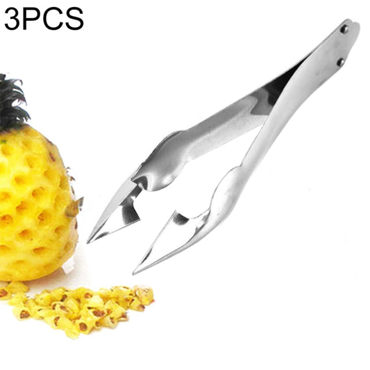 3 PCS Stainless Steel Non-slip Tip Open Blade Pineapple Clip Fruit Eye Digger, 13.5×3.5cm Endless Steel Nail