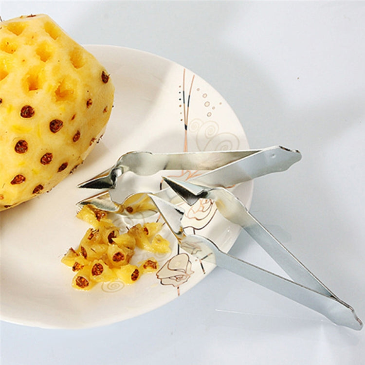 3 PCS Stainless Steel Non-slip Tip Open Blade Pineapple Clip Fruit Eye Digger, 13.5×3.5cm Endless Steel Nail