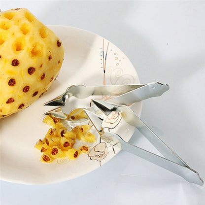 3 PCS Stainless Steel Non-slip Tip Open Blade Pineapple Clip Fruit Eye Digger, 13.5×3.5cm Endless Steel Nail