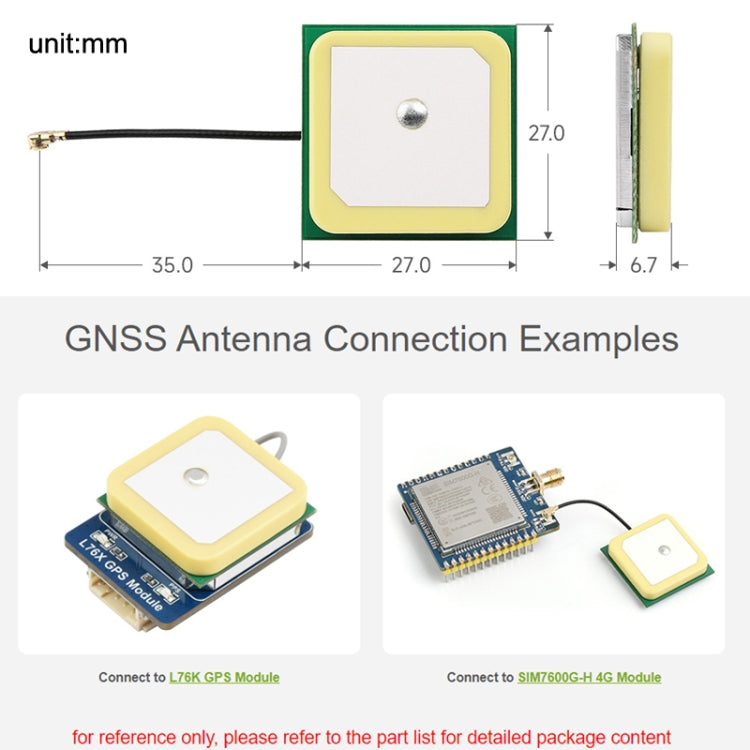هوائي تحديد المواقع السيراميكي النشط GNSS من Waveshare 24095، موصل IPEX 1، 24095