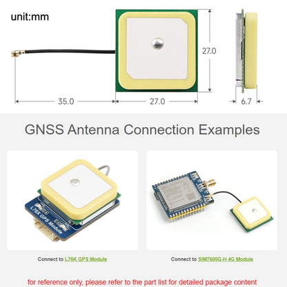 هوائي تحديد المواقع السيراميكي النشط GNSS من Waveshare 24095، موصل IPEX 1، 24095