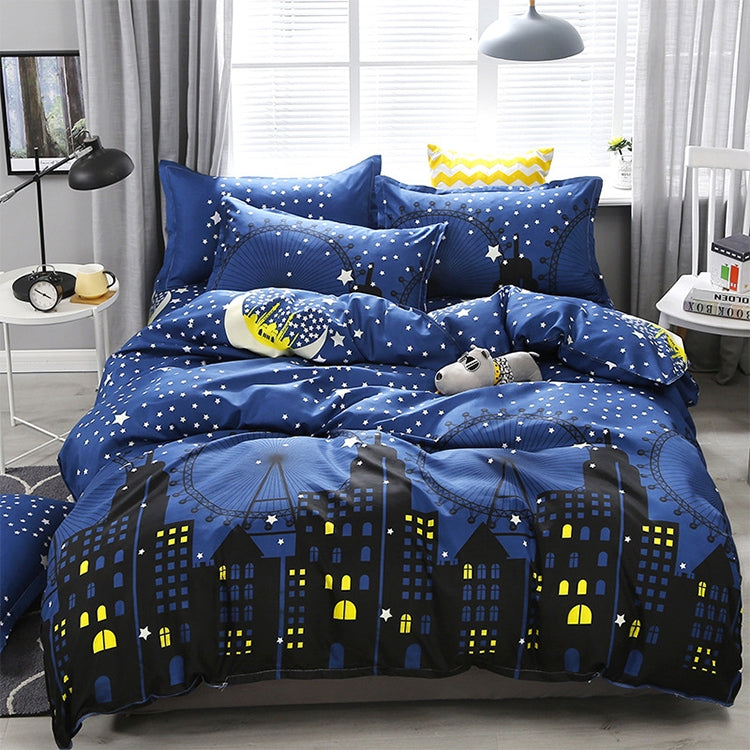 4pcs / Set Printing Bedding Set Bed Sheet  Pillowcases Cover, For 2.2m Bed