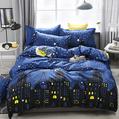 4pcs / Set Printing Bedding Set Bed Sheet  Pillowcases Cover, For 2.2m Bed